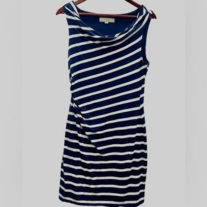 Ann Taylor Loft Striped Navy and White Women's Dress | Size L